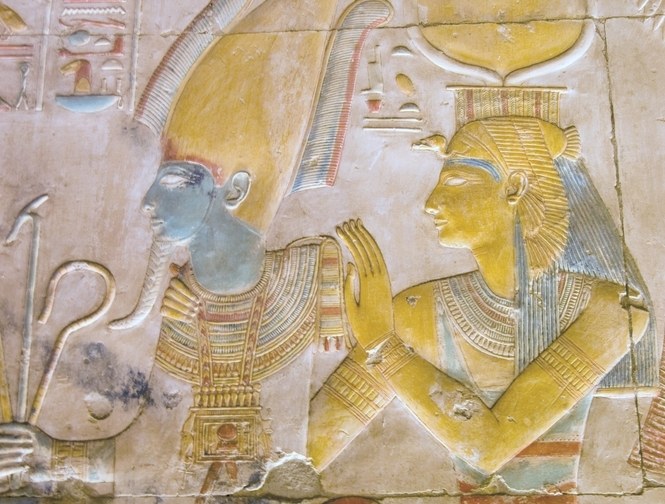 Painted Relief Of Osiris And Isis Temple Of Seti I At Abydos 